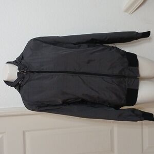 Express Black and Grey Glen Plaid Hooded Light Weight Jacket